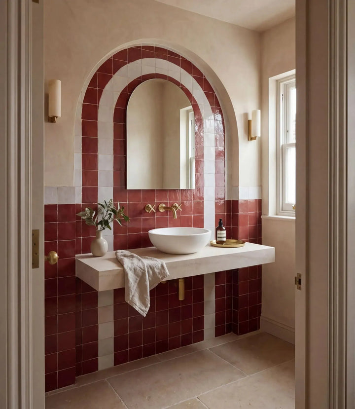 journeyman zellige clay red 10cm x 10cm wall tiles