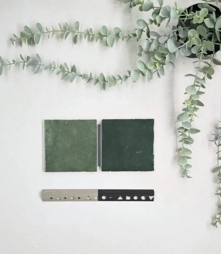 kerakoll-fugabella-color-grout-10-dark-grey-3kg, 12mm-l-shape-matt-grey-tile-trim-2-5m-length, 12mm-l-shape-sandstone-tile-trim-2-5m-length | Baked Tiles