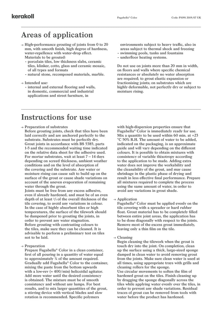 Kerakoll Fugabella Color Grout 31 Pale Umber 3Kg