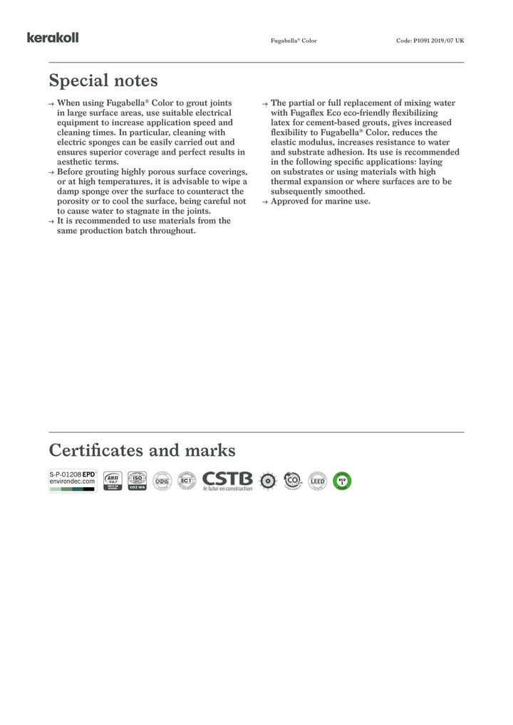 Kerakoll Fugabella Color Grout 31 Pale Umber 3Kg