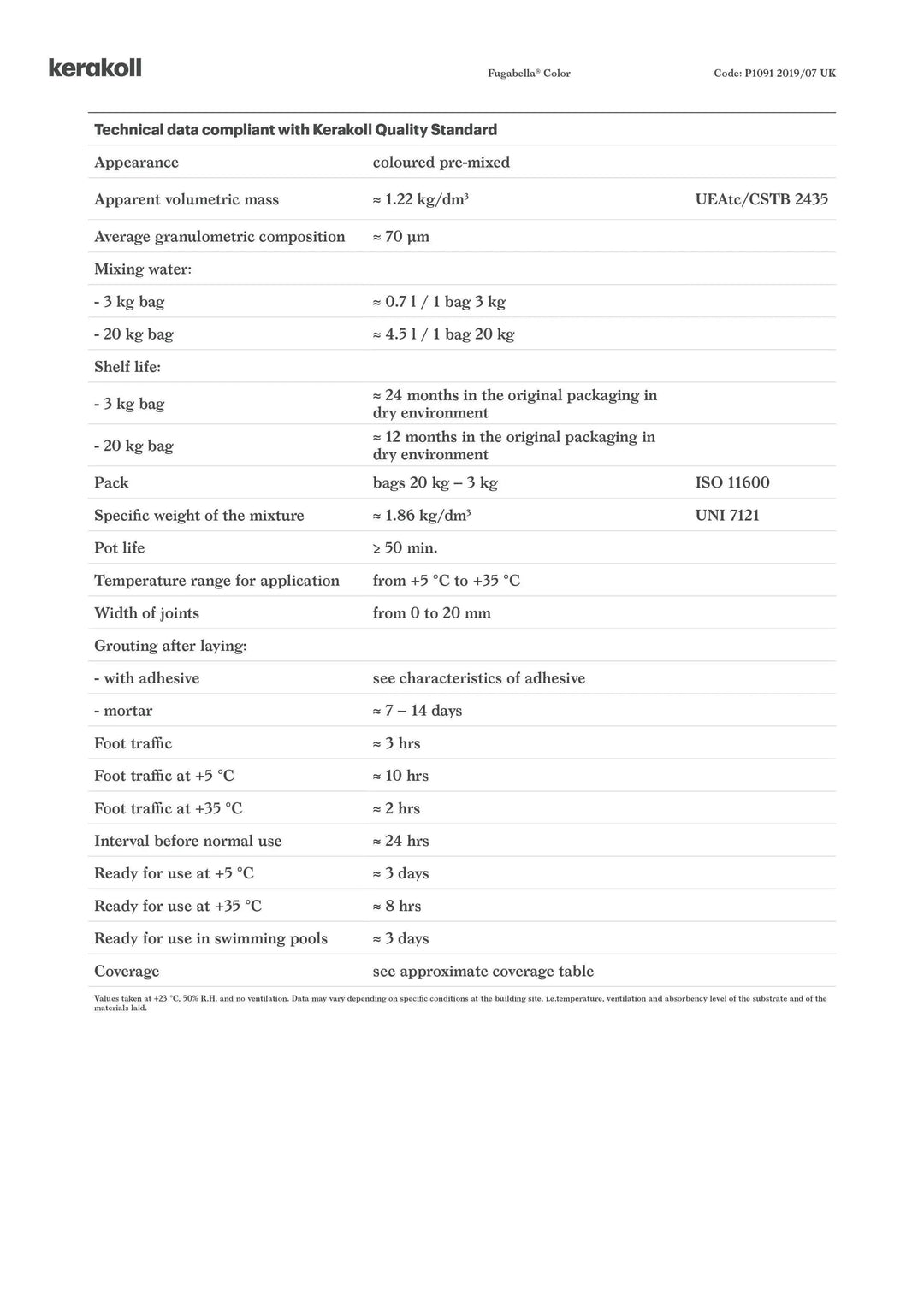 Kerakoll Fugabella Color Grout 31 Pale Umber 3Kg