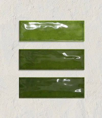little bricks gloss olive 5cm x 15cm curated little bricks gloss olive 5cm x 15cm by baked tiles featured in a beautiful interior