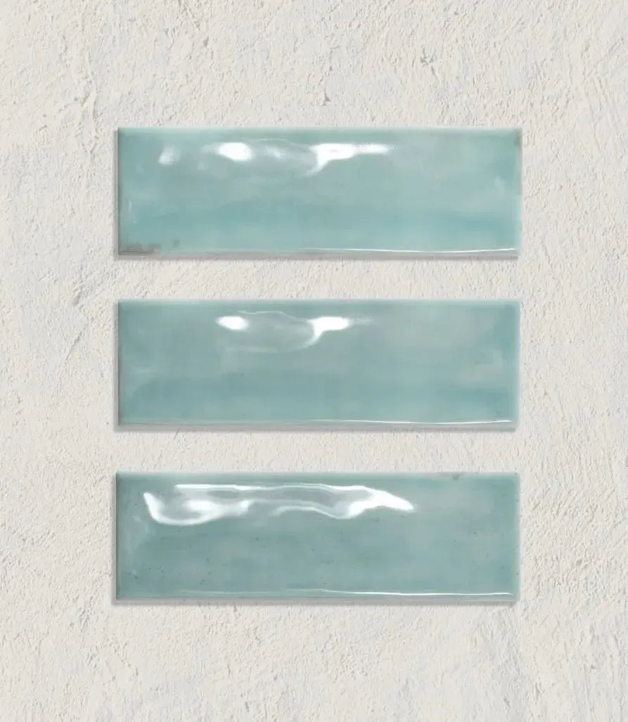 Curated Little Bricks Gloss Teal Metro Tiles | Baked Tiles