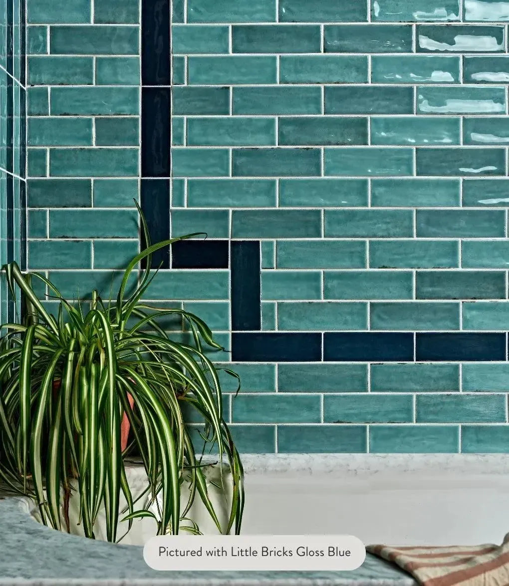 Curated Little Bricks Gloss Teal Metro Tiles | Baked Tiles