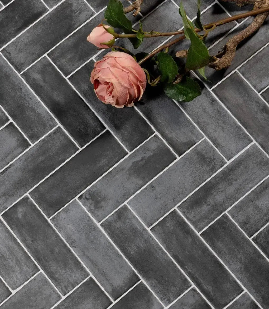 Graphite Metro Tile | Matt Black Metro Tile | Baked Tiles