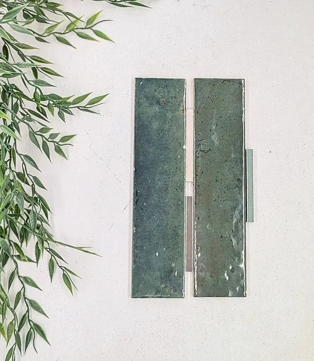 lustrous nouveau alligator green 23 7cm x 5 7cm baked tiles