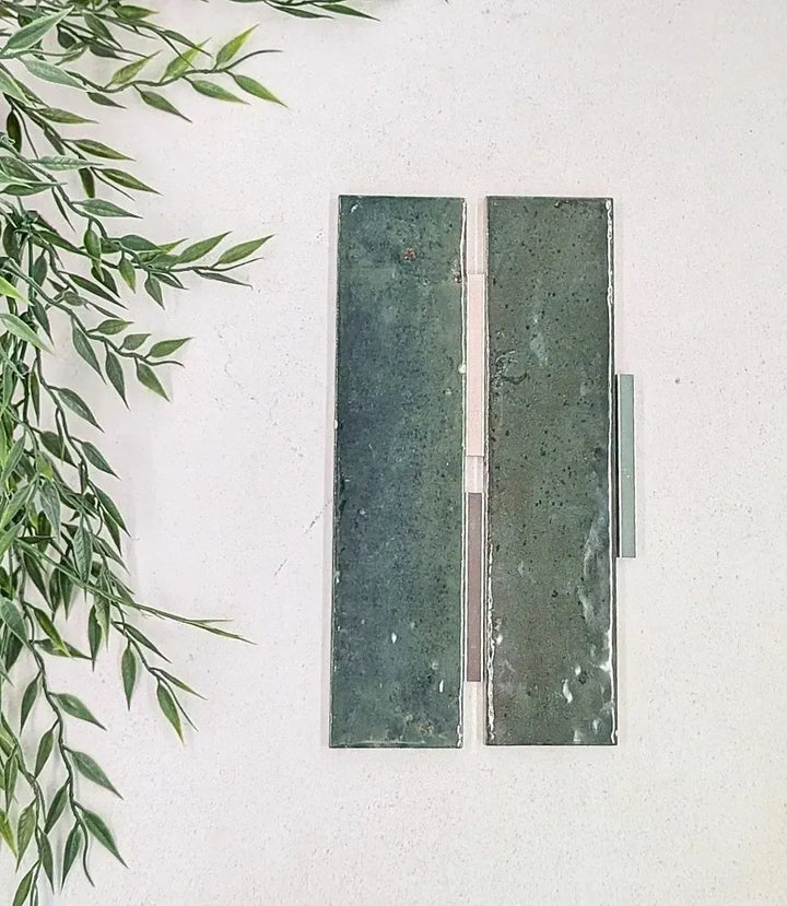 lustrous nouveau alligator green 23 7cm x 5 7cm baked tiles