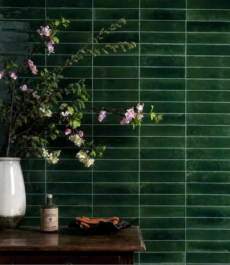 lustrous nouveau irish green 23 7cm x 5 7cm baked tiles
