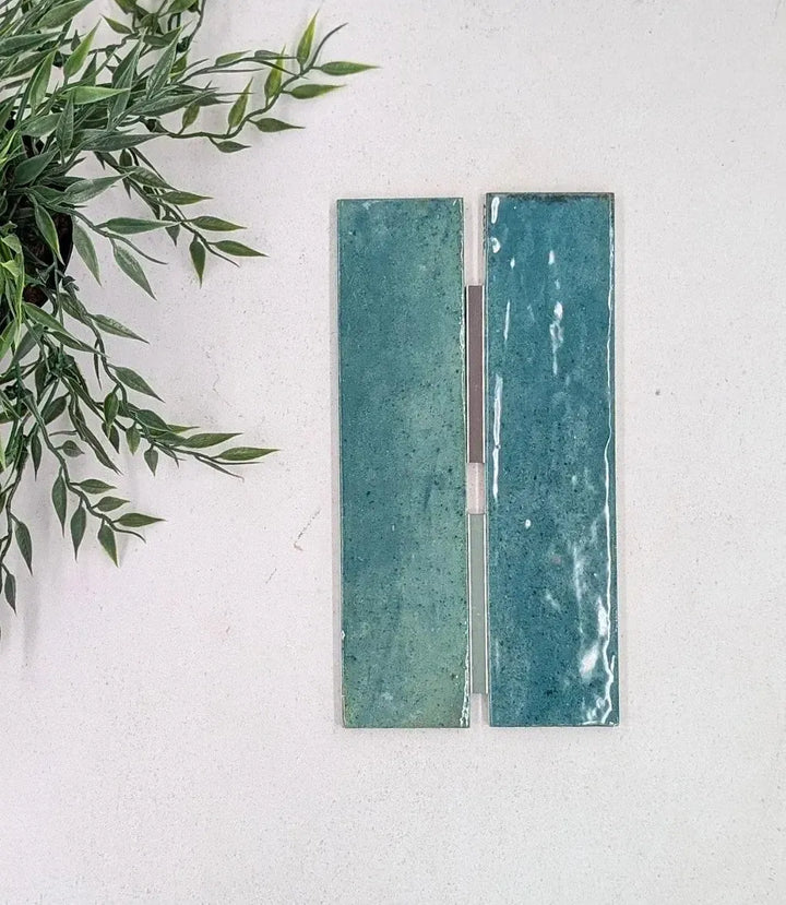 lustrous nouveau turquoise 23 7cm x 5 7cm baked tiles