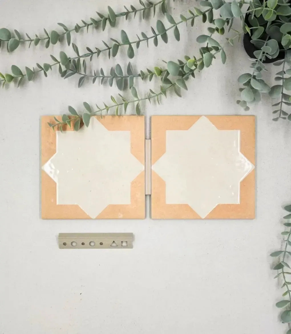 madinat white star porcelain 15cm x 15cm baked tiles