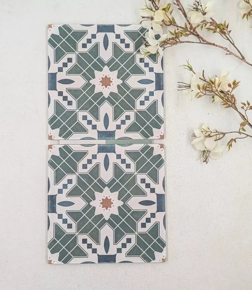 mano antigua retro 20cm x 20cm baked tiles