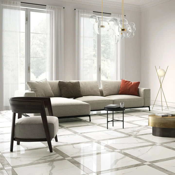 Marble Concept Polished Statuario Lux 60cm x 60cm - Clearance