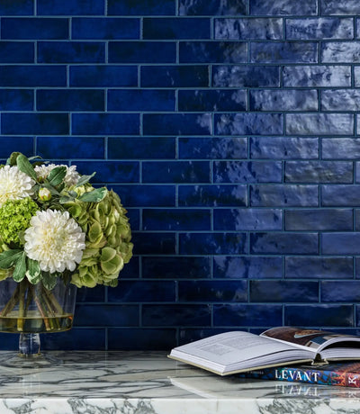 marrakesh brick blue gloss 5cm x 15cm