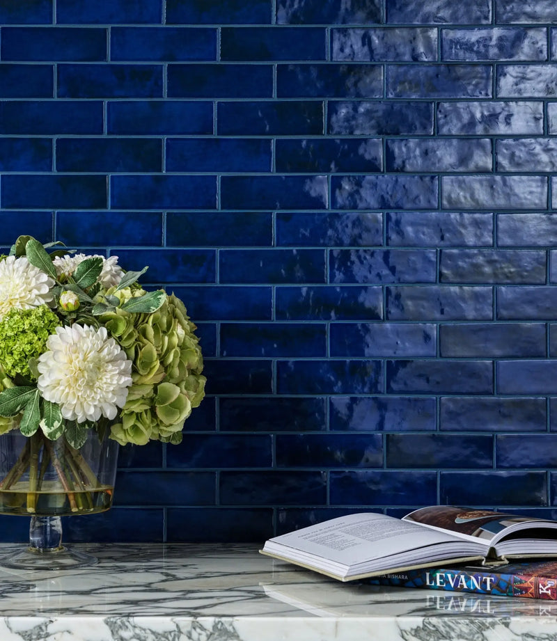 marrakesh brick blue gloss 5cm x 15cm