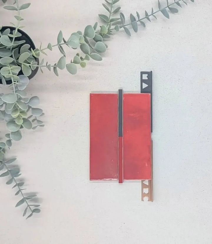 12mm-l-shape-matt-grey-tile-trim-2-5m-length, 12mm-l-shape-soft-copper-tile-trim-2-5m-length, kerakoll-fugabella-color-grout-42-venetian-red-3kg, kerakoll-fugabella-color-grout-11-anthracite-3kg | Baked Tiles