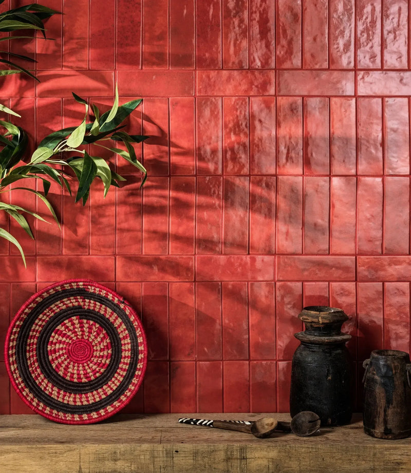 marrakesh brick clay red gloss 5cm x 15cm