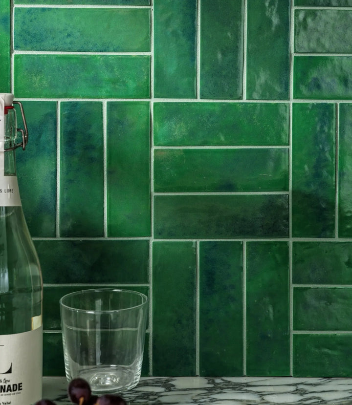 Marrakesh Brick Green Gloss 5cm x 15cm