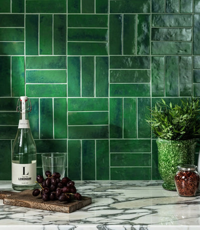 marrakesh brick green gloss 5cm x 15cm