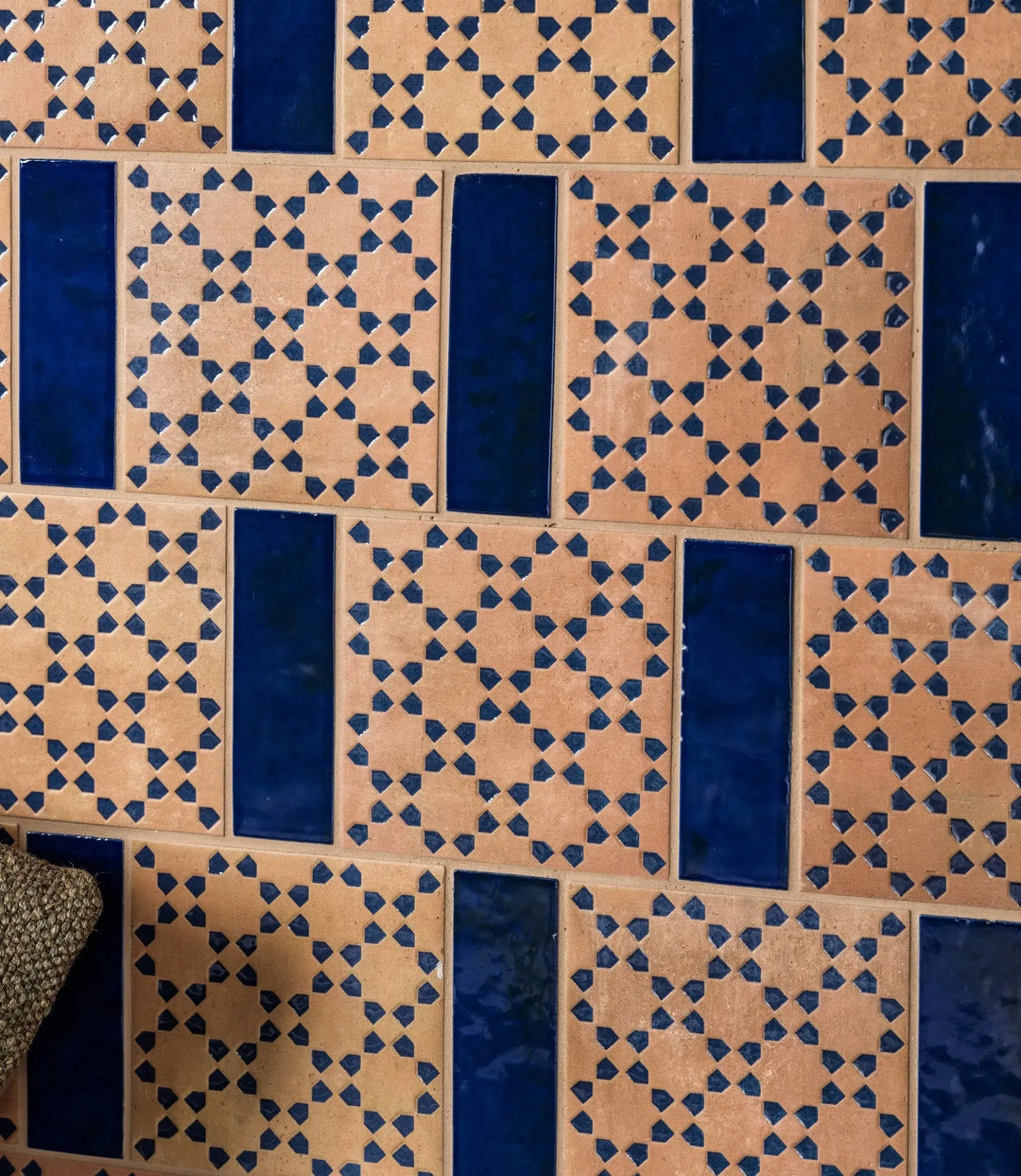 marrakesh square decor dark amp amp blue matt 15cm x 15cm tiled wall