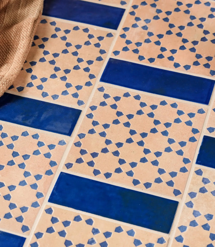 marrakesh square decor dark amp amp blue matt 15cm x 15cm tiled wall