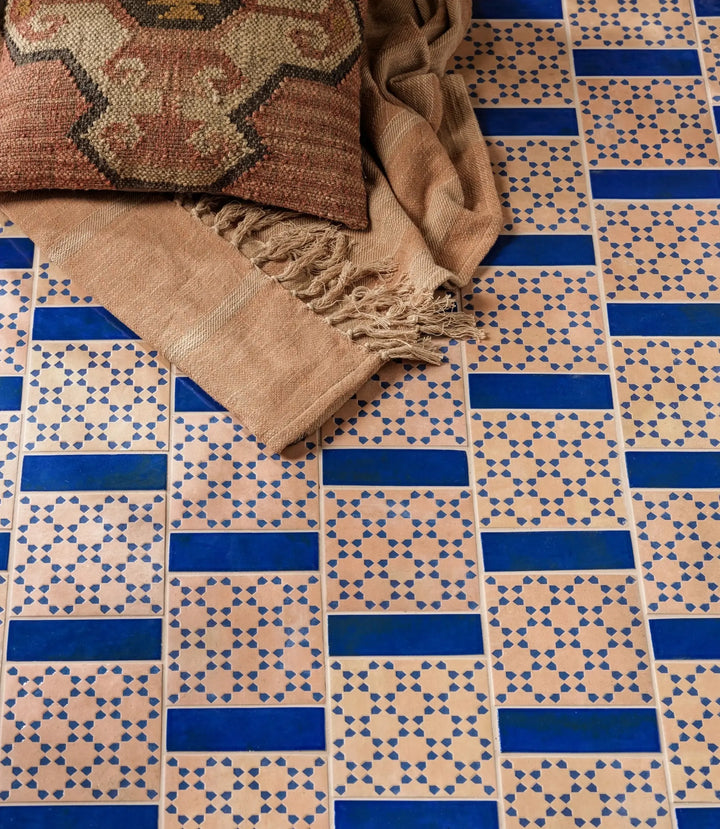 marrakesh square decor dark amp amp blue matt 15cm x 15cm tiled wall