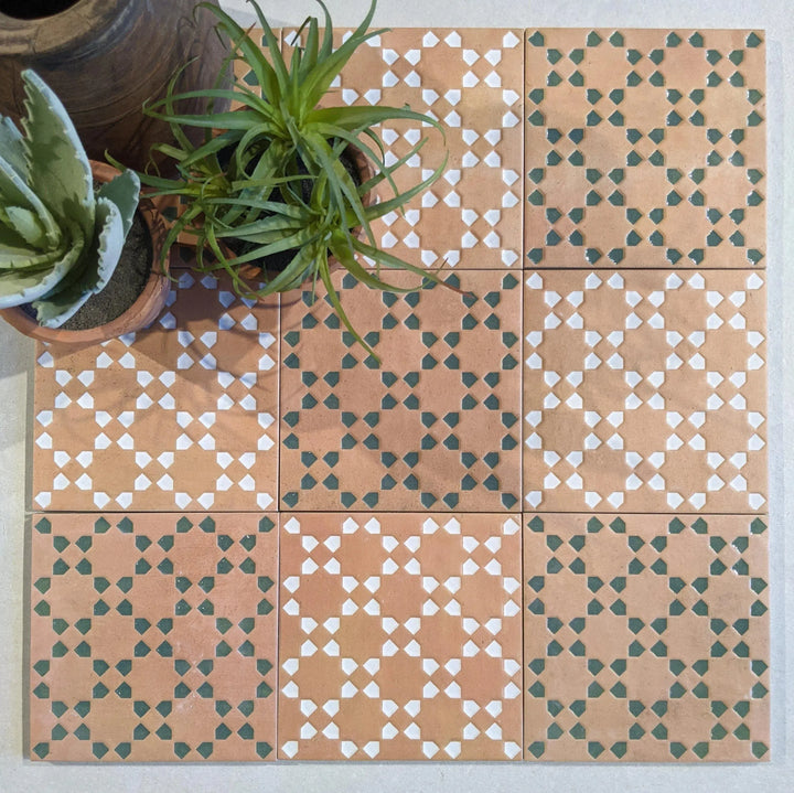 marrakesh square decor dark amp amp green matt 15cm x 15cm out