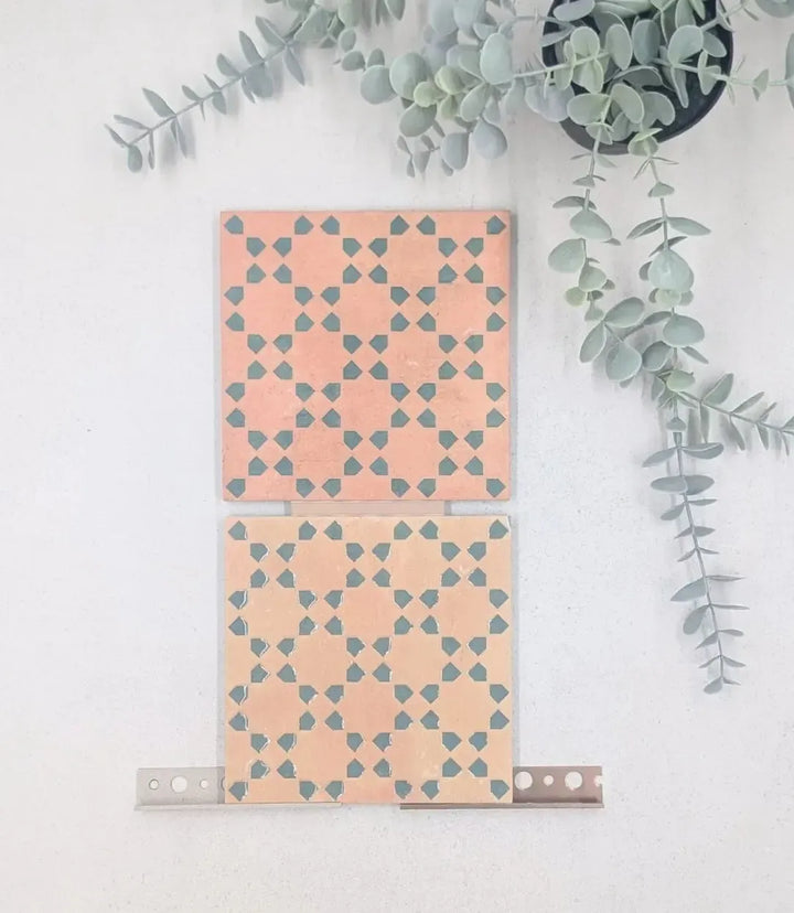 marrakesh square decor dark amp amp green matt 15cm x 15cm baked tiles
