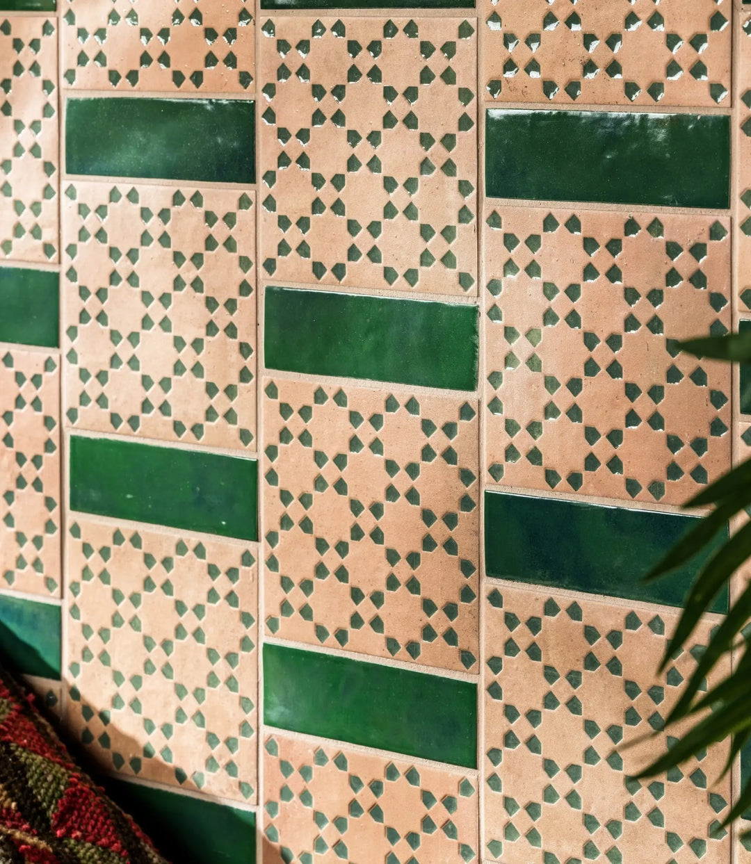 marrakesh square decor dark amp amp green matt 15cm x 15cm tiled wall