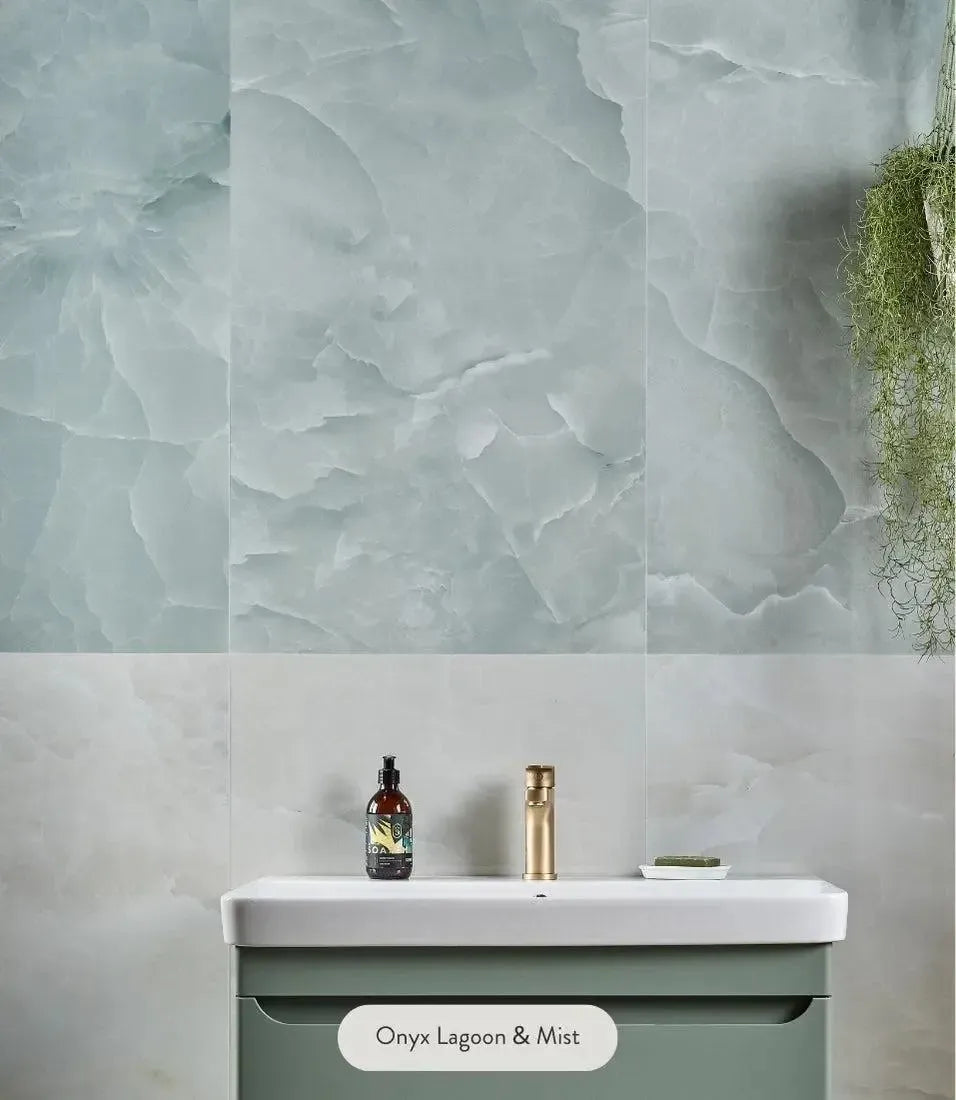  Curated Onyx Lagoon by Baked Tiles featured in a luxury bathroom