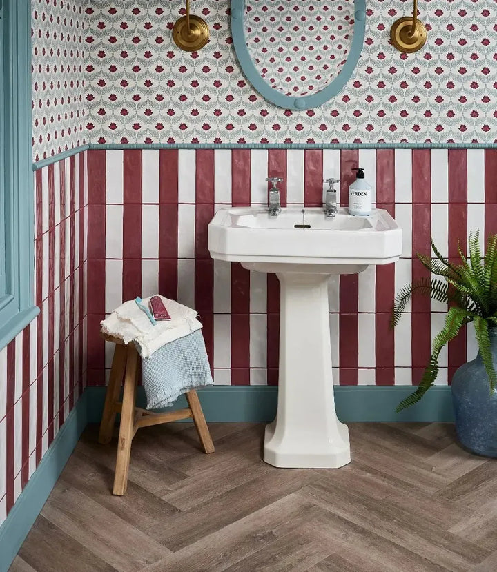 little-italy-rose, little-italy-white | Curated Paintable Coil Trims by Baked Tiles featured in a luxury bathroom