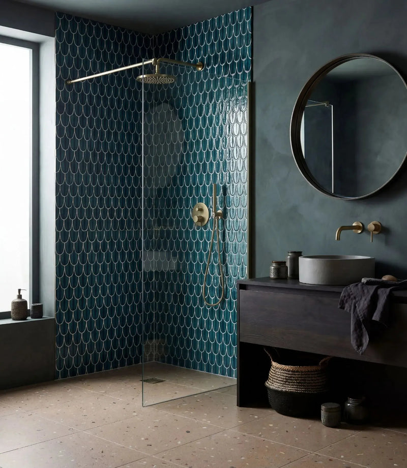 plume verdigris 30 5cm x 30cm floor tile