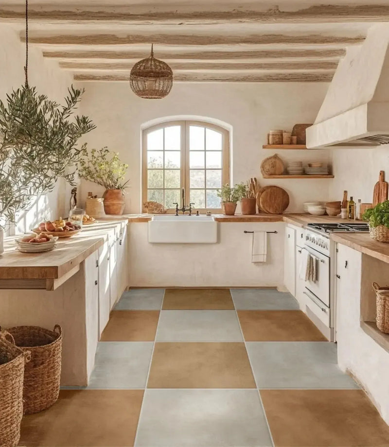 stucco warm sand 60cm x 60cm baked tiles