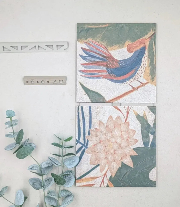 tropical stone mural 20cm x 20cm baked tiles