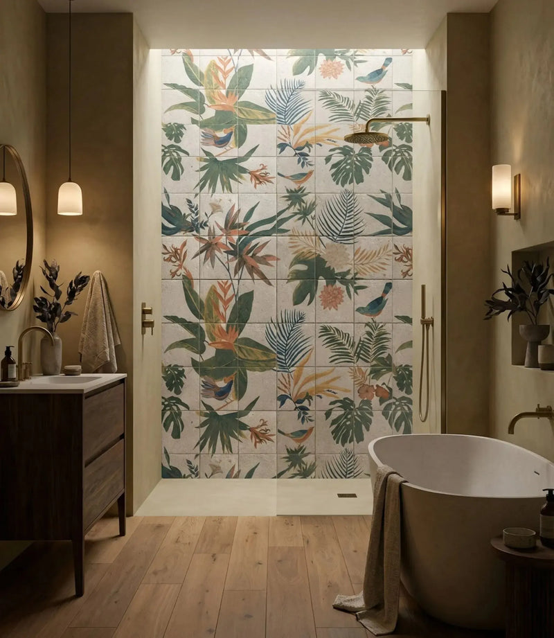 tropical stone mural 20cm x 20cm