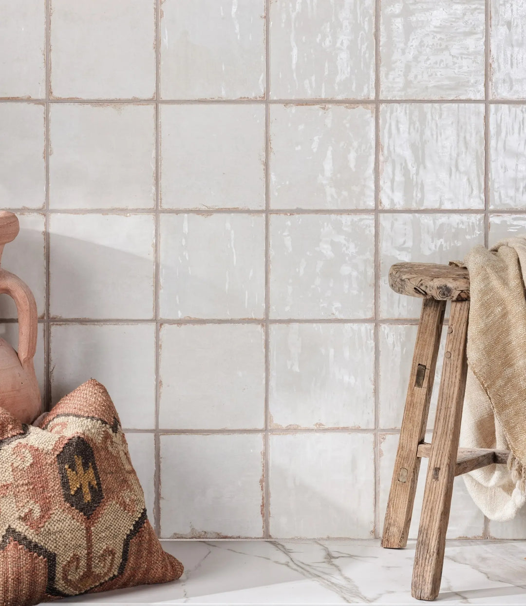 Rustic White Wall Tile | Tuscany Square White Wall Tile – Baked Tiles