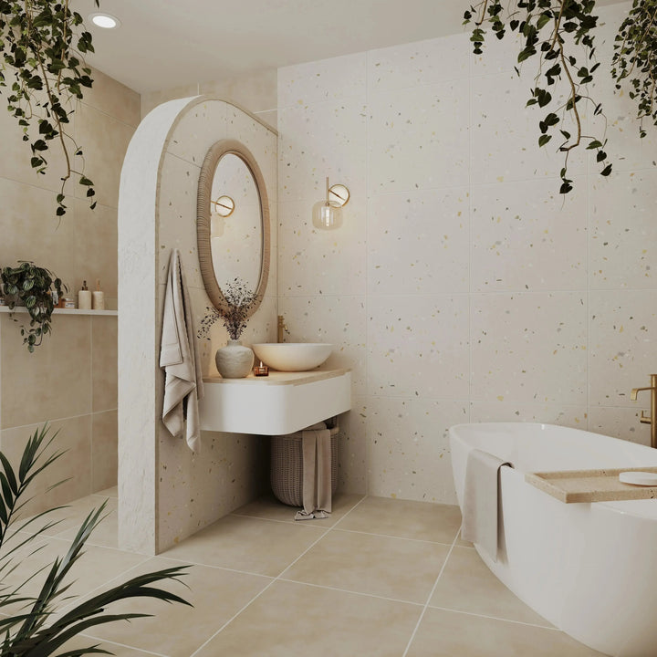 twin palms off white 60cm x 60cm