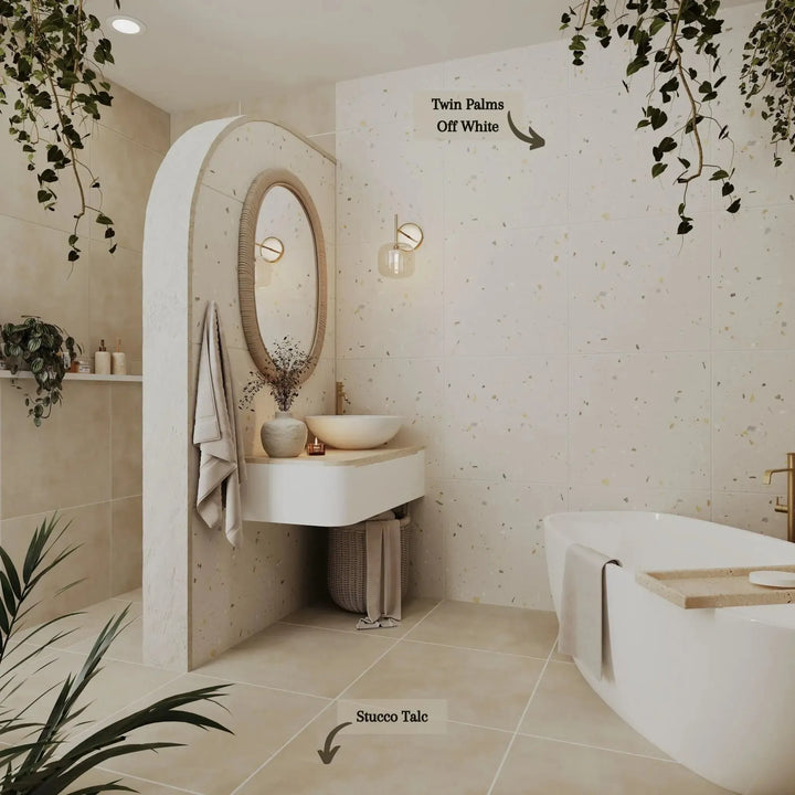 twin palms off white 60cm x 60cm