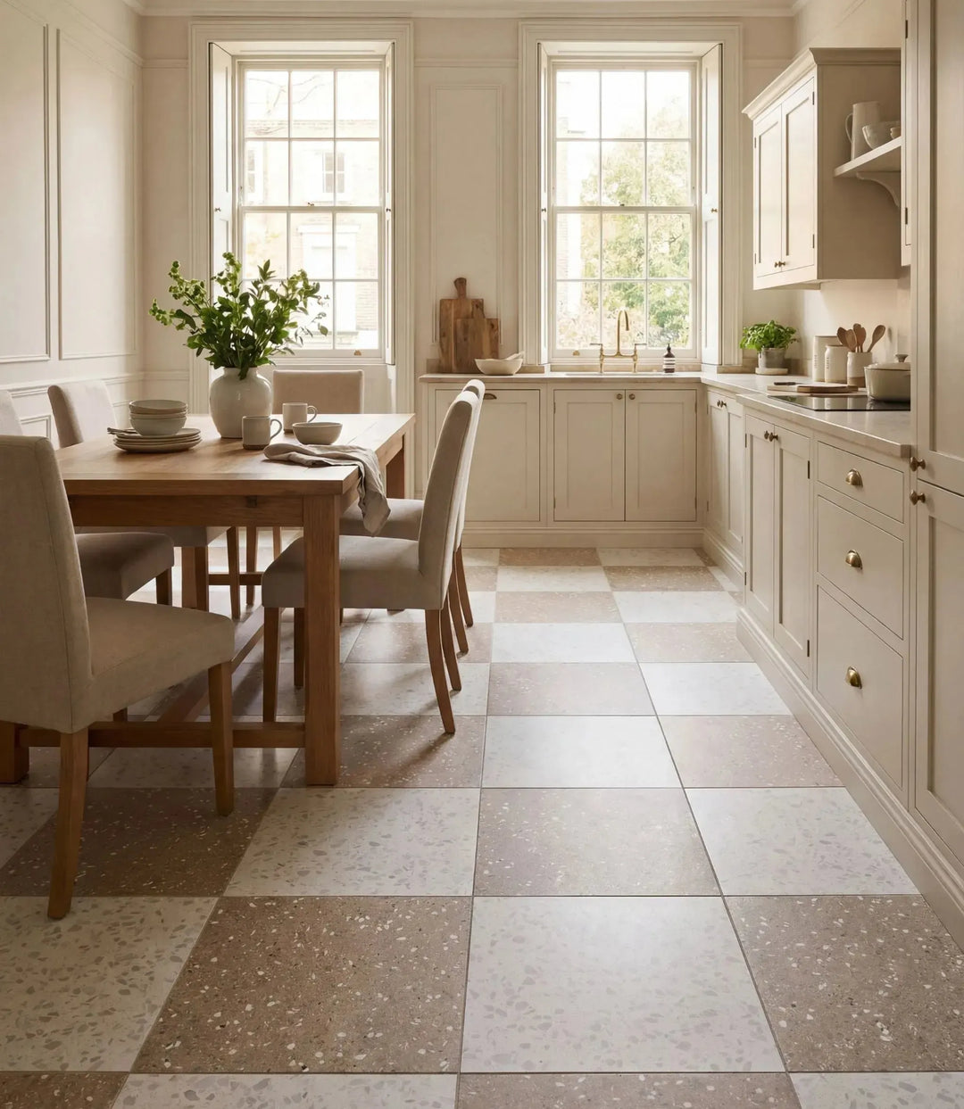 venetica terrazzo blanc 60cm x 60cm baked tiles