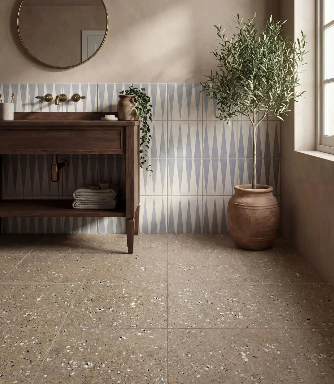 venetica terrazzo taupe 60cm x 60cm wall tile