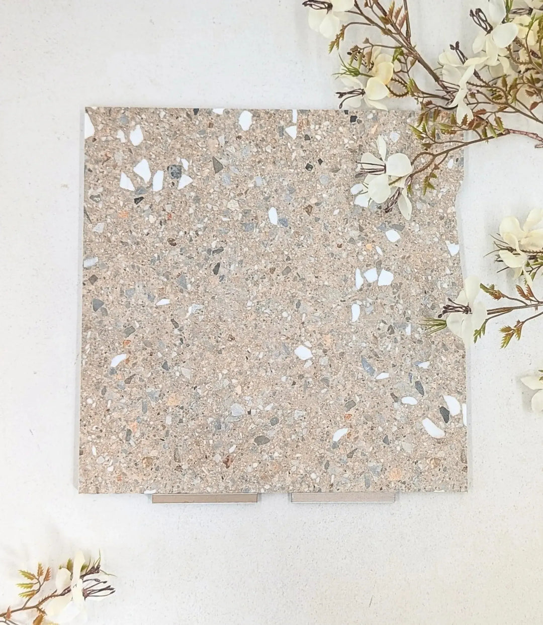 venetica terrazzo taupe 60cm x 60cm baked tiles