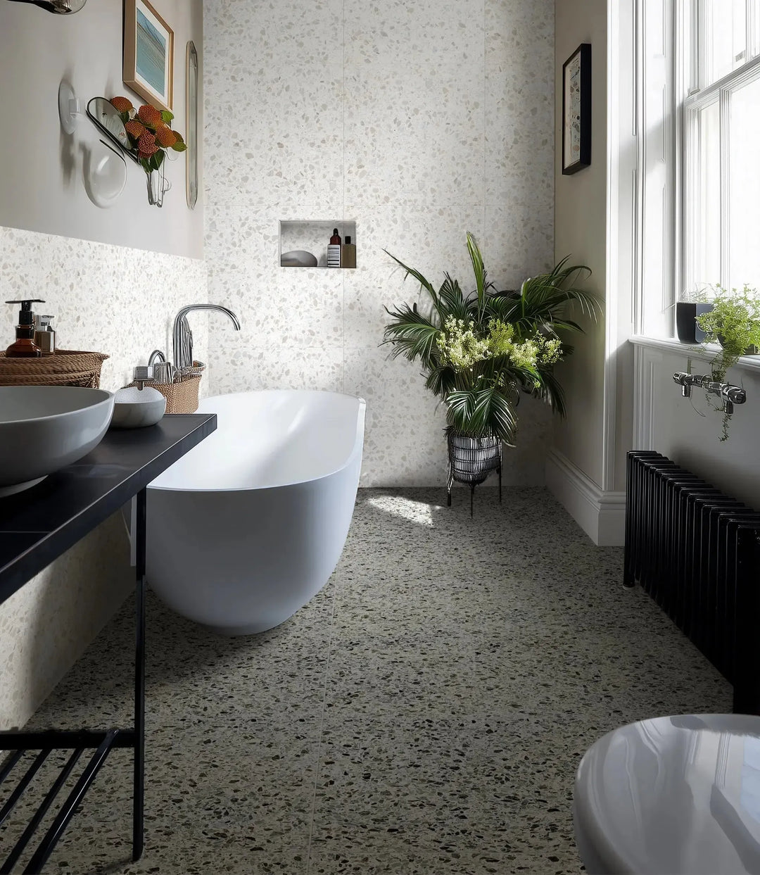 venetica terrazzo blanc 60cm x 60cm bathroom