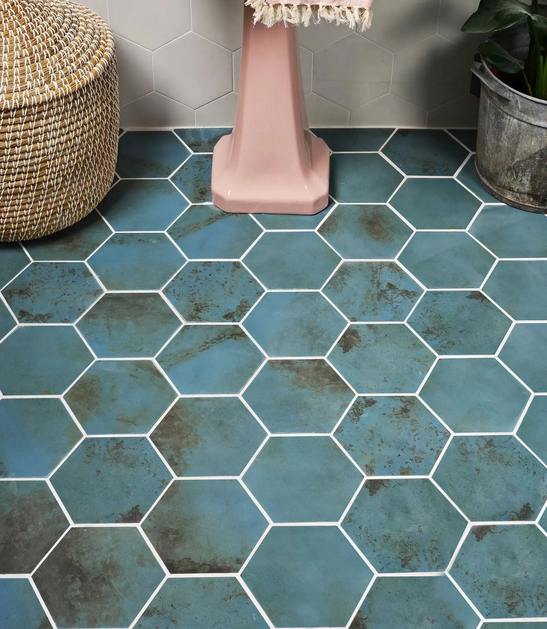 verdigris hexagon 20cm x 23cm clearance