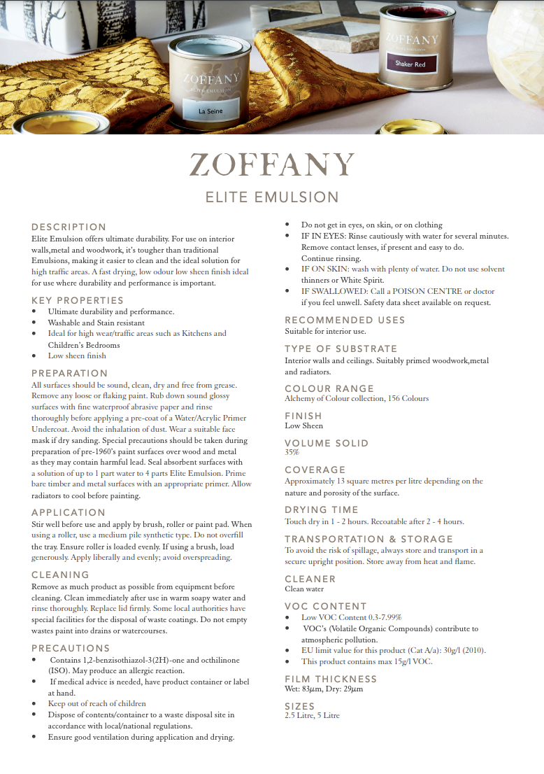 Zoffany Aqua Elite Emulsion