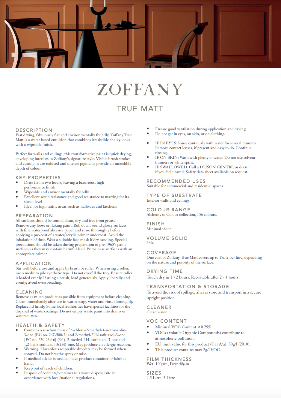 Zoffany Architect's White True Matt Emulsion