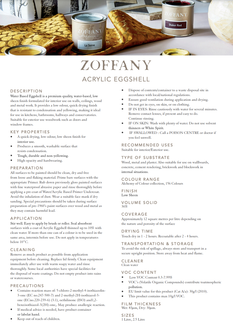 Zoffany Cream Acrylic Eggshell